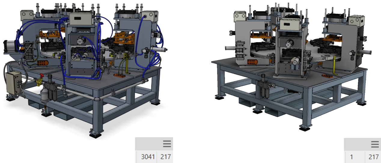 Imagem da comparação do projeto simplificado no Autodesk Factory Design Utilities